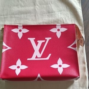 Louis Vuitton Red and White Monogram Cosmetic Case